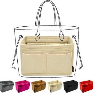 NWT Bag Handbag Liner Organizer Beige Wool Felt Polyester LARGE Neverfull Speedy